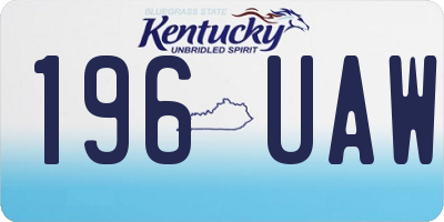 KY license plate 196UAW