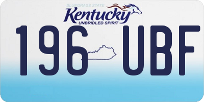KY license plate 196UBF