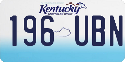 KY license plate 196UBN