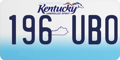 KY license plate 196UBO