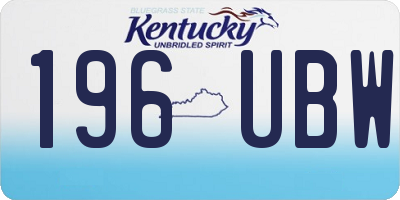 KY license plate 196UBW