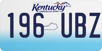 KY license plate 196UBZ
