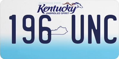 KY license plate 196UNC