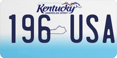 KY license plate 196USA