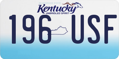KY license plate 196USF