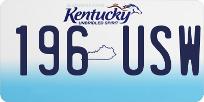 KY license plate 196USW