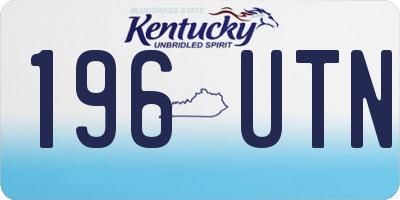 KY license plate 196UTN