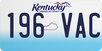 KY license plate 196VAC