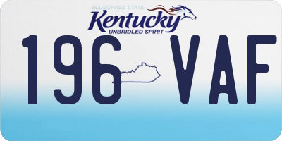 KY license plate 196VAF
