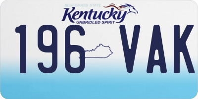 KY license plate 196VAK