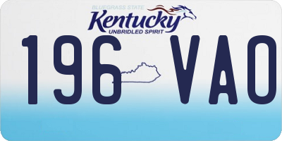 KY license plate 196VAO