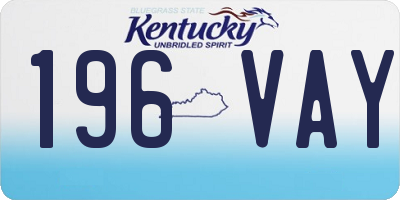 KY license plate 196VAY