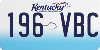 KY license plate 196VBC