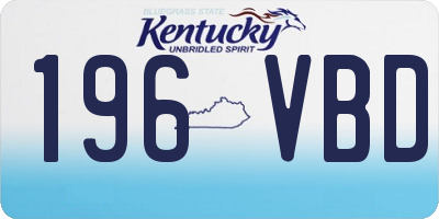 KY license plate 196VBD