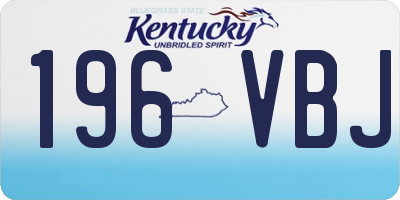 KY license plate 196VBJ
