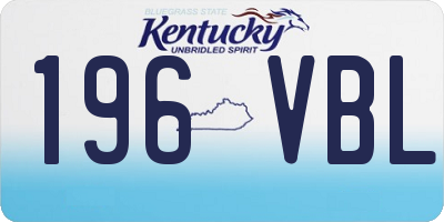 KY license plate 196VBL