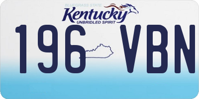 KY license plate 196VBN