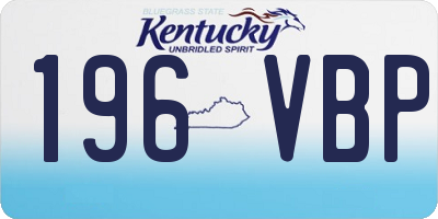 KY license plate 196VBP