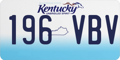 KY license plate 196VBV