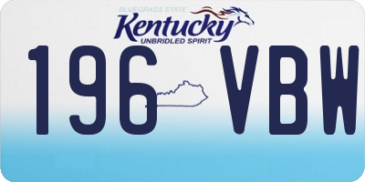 KY license plate 196VBW