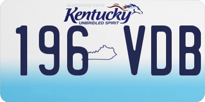 KY license plate 196VDB