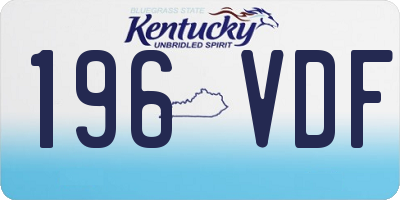KY license plate 196VDF