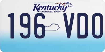 KY license plate 196VDO