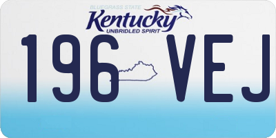 KY license plate 196VEJ
