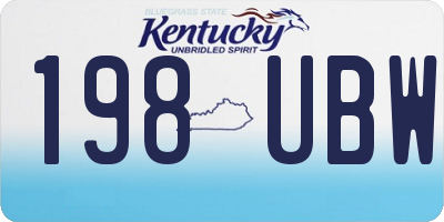 KY license plate 198UBW