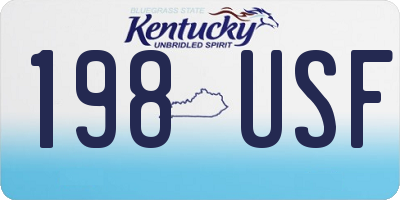 KY license plate 198USF