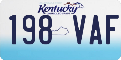 KY license plate 198VAF
