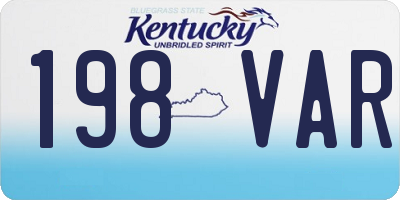 KY license plate 198VAR