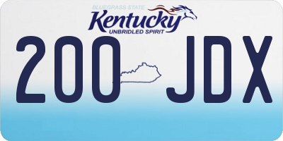 KY license plate 200JDX