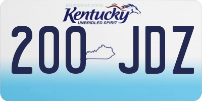 KY license plate 200JDZ
