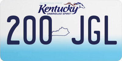 KY license plate 200JGL