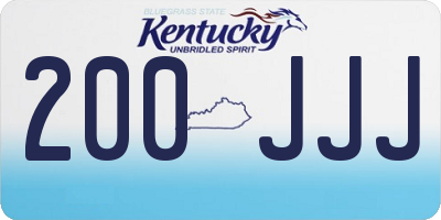 KY license plate 200JJJ