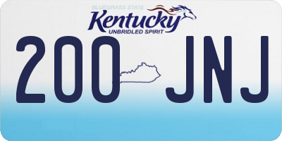 KY license plate 200JNJ