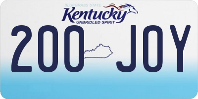 KY license plate 200JOY