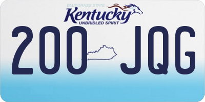 KY license plate 200JQG