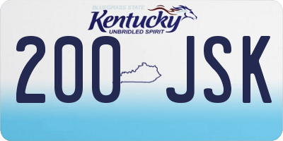 KY license plate 200JSK