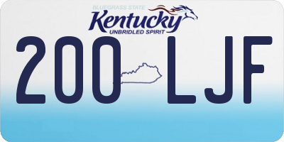 KY license plate 200LJF