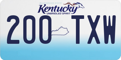 KY license plate 200TXW