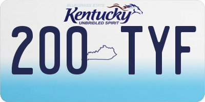 KY license plate 200TYF