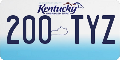 KY license plate 200TYZ
