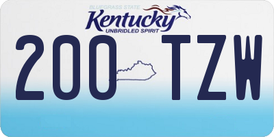 KY license plate 200TZW