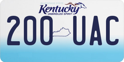 KY license plate 200UAC