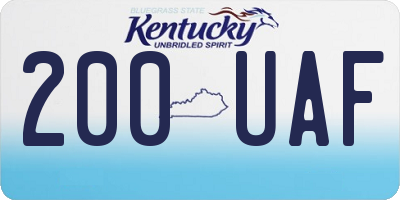 KY license plate 200UAF
