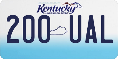 KY license plate 200UAL