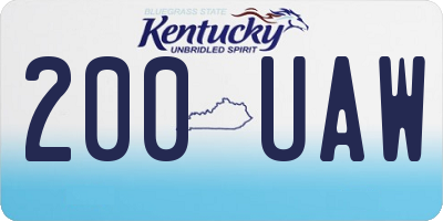 KY license plate 200UAW