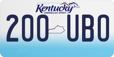 KY license plate 200UBO
